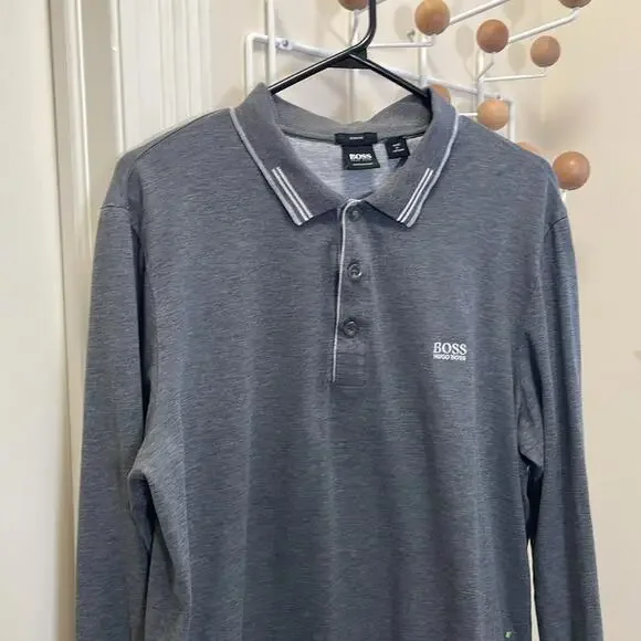 Hugo Boss - Classic Preppy Long Sleeve Polo Shirt - Grey - XL - Picture 2 of 13